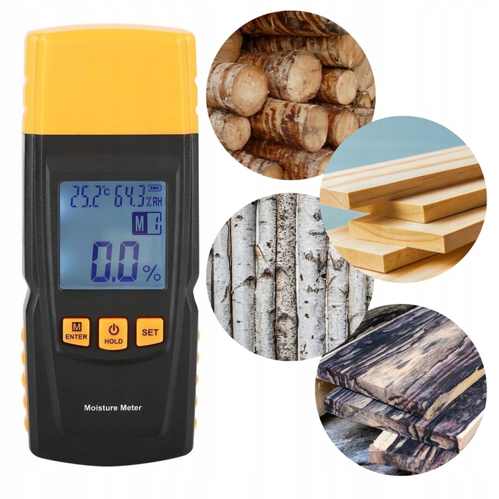 WILGOTNOŚCIOMIERZ MIERNIK WILGOTNOŚCI DO DREWNA 4 GRUPY POMIARU 9V BENETECH