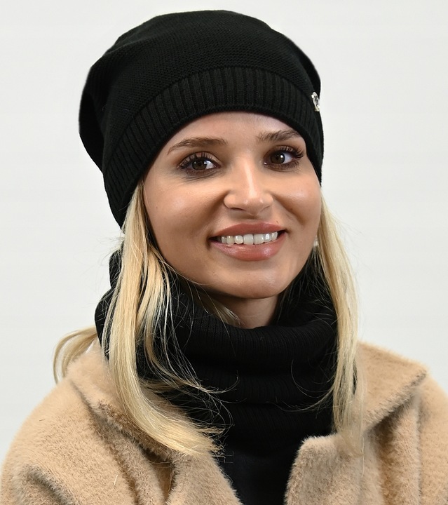 Komplet Czapka z Tubą Znakomita Jakość Czarny B1