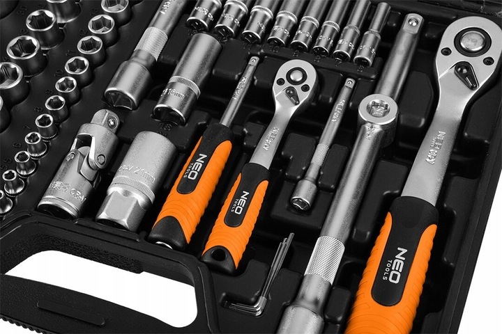 Klucze nasadowe 1/2", 1/4", zestaw 110 elementów Neo 10-211