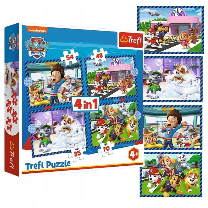 Puzzle PSI PATROL Psie Sprawy Niezależne Układanki 4w1 Duże Obrazki 4+