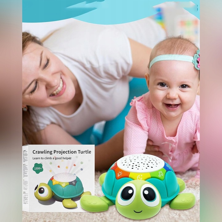 UCIEKAJĄCY PEŁZAJĄCY żółw INTERAKTYWNA ZABAWKA CHODZĄCY MUZYKA i projekcją