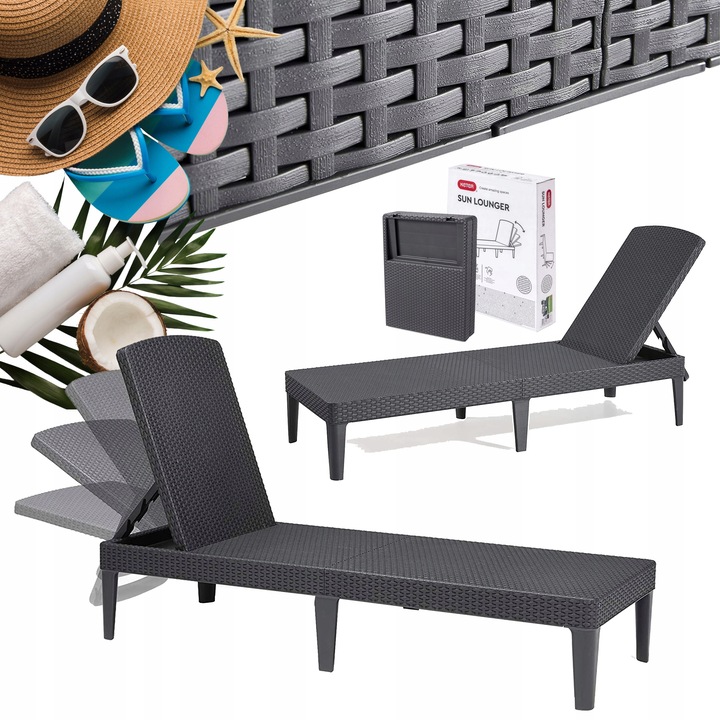 LEŻAK OGRODOWY REGULOWANY SKŁADANY KETER JAIPUR GRAFIT