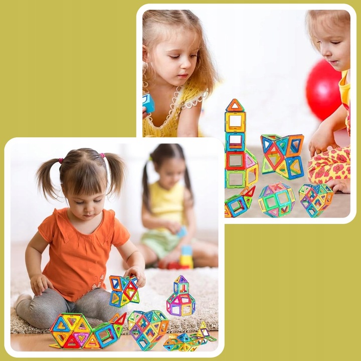 KLOCKI MAGNETYCZNE KONSTRUKCYJNE DUŻE PANELE 3D UKŁADANKA DLA DZIECI 134 el