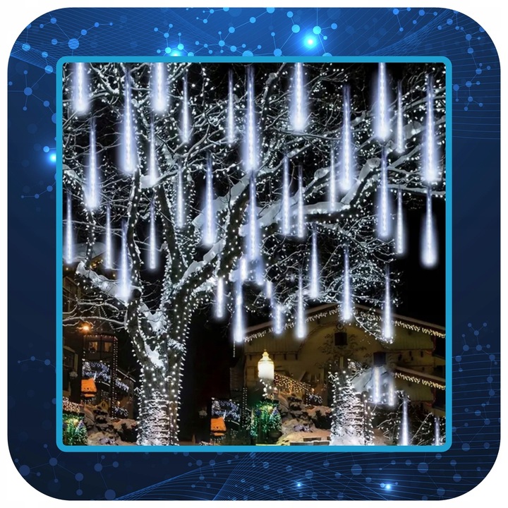 METEORY 50 CM LAMPKI PADAJĄCY ŚNIEG OŚWIETLENIE ŚWIĄTECZNE IP44 360 LED 6M