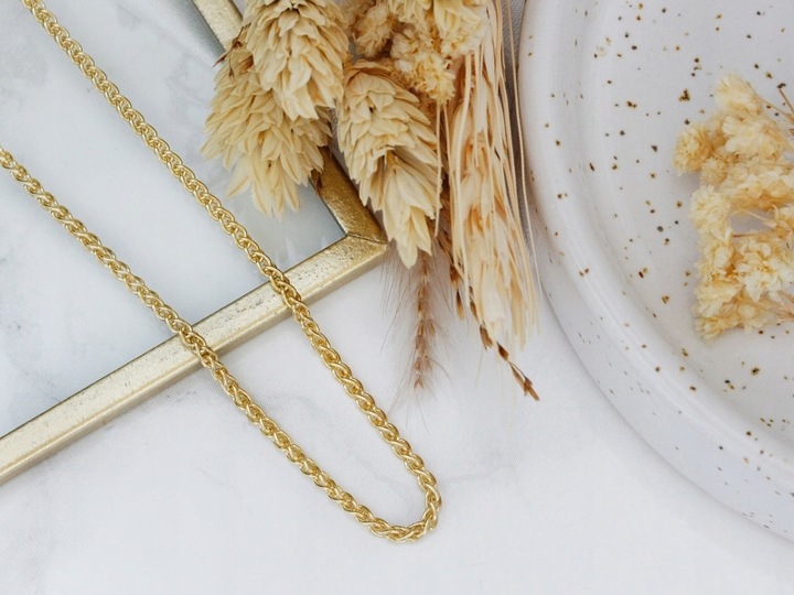 Masywny srebrny łańcuszek pozłacany 925 gruby lisi ogon r45 prezent modny