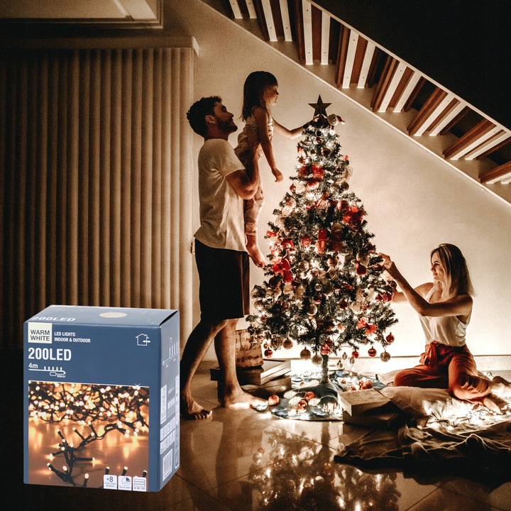 Lampki NA BATERIE świąteczne choinkowe 200 LED 4m ciepłe oświetlenie ZEW.