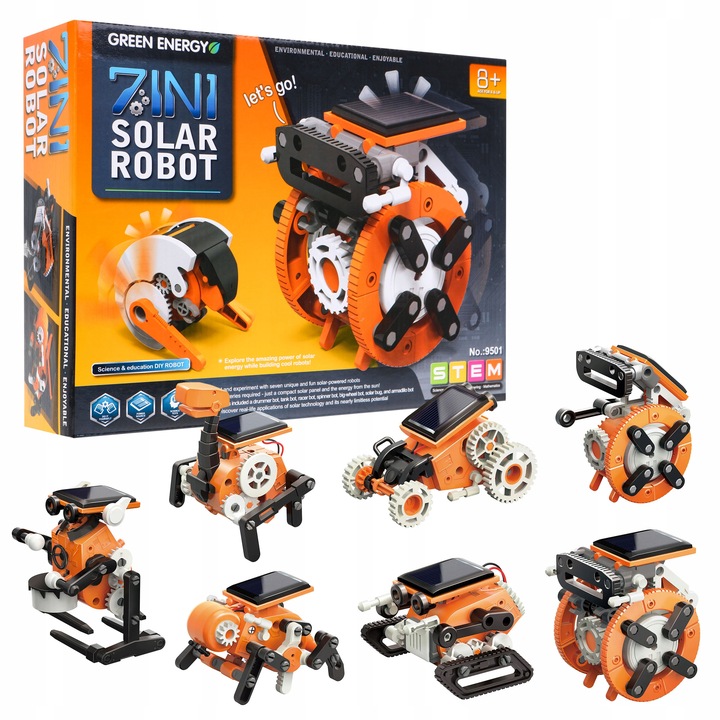 Zestaw solarnych robotów 7w1 do zbudowania dla dzieci 8+ Interaktywne funkc