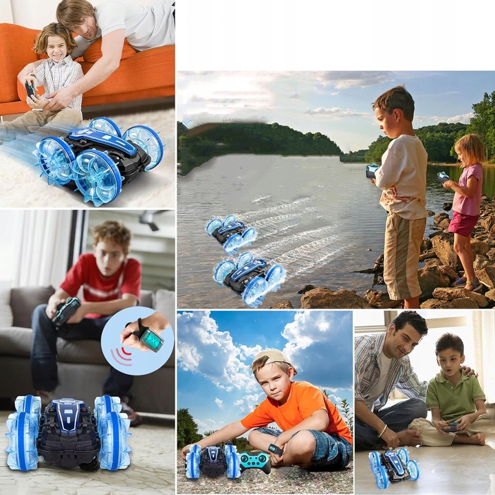 AMFIBIA AUTO SAMOCHÓD RC 4X4 TWISTER STEROWANE GESTAMI Z ŚWIATŁEM