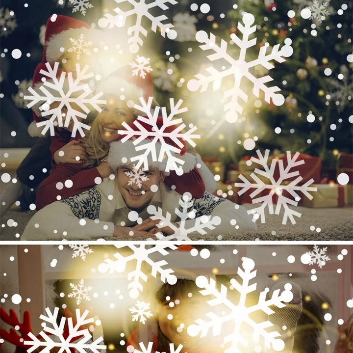 ŚWIĄTECZNY PROJEKTOR LED NA DOM ZEWNĄTRZ PŁATKI ŚNIEGU RZUTNIK NOWOŚĆ 2024