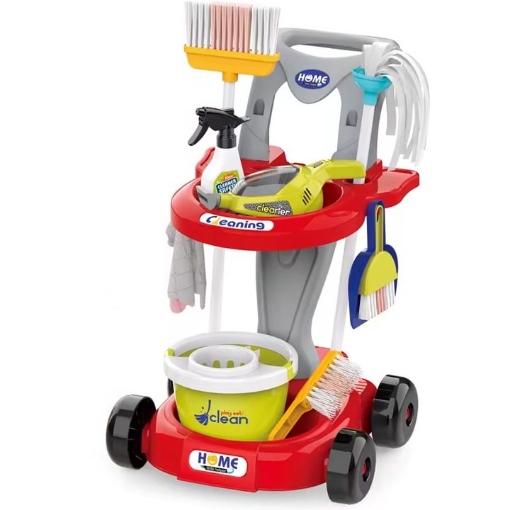 WÓZEK ZESTAW DO SPRZĄTANIA WIADERKO ODKURZACZ MOP DLA DZIECI MATADI