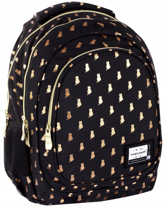 PLECAK TORNISTER SZKOLNY Z KOTKIEM KOT CZARNY ZŁOTY GOLDEN KITTY