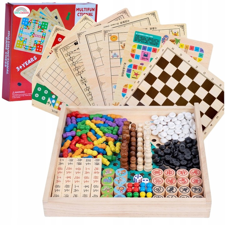 ZESTAW GIER PLANSZOWYCH 10W1 NAJPOPULARNIEJSZYCH CHIŃCZYK SZACHY BACKGAMMON