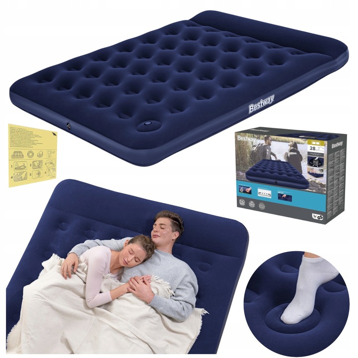 MATERAC DMUCHANY DWUOSOBOWY BESTWAY z pompką ŁÓŻKO TURYSTYCZNE 203 x 152CM