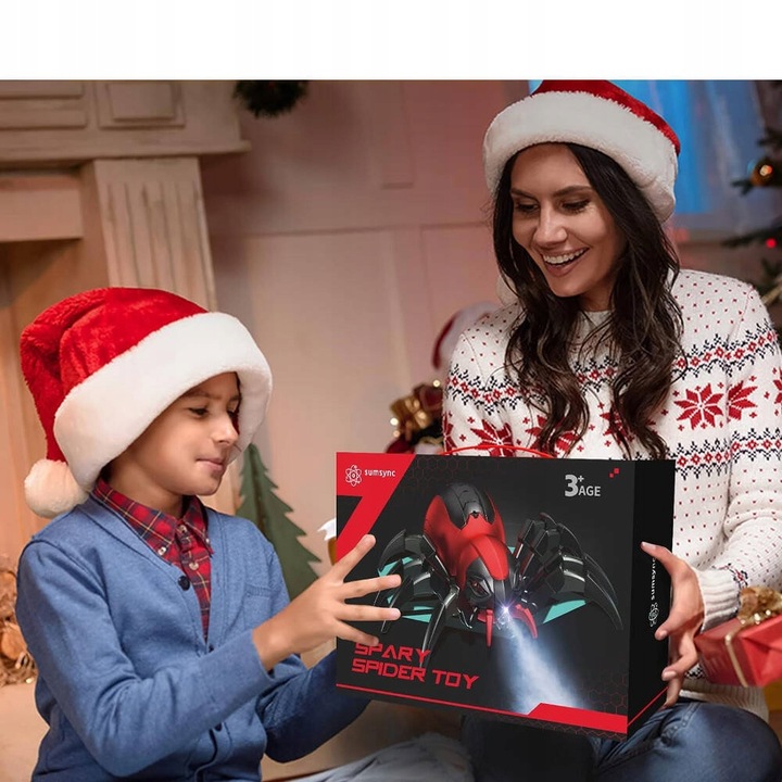 OGROMNY PAJĄK ZDALNIE STEROWANY ROZPYLA MGŁĘ ZIEJE PARĄ OCZY LED PILOT R/C