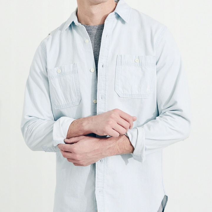 HOLLISTER Koszula Męska Graphic Denim Shirt USA M