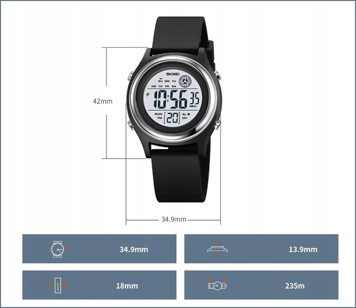 Zegarek damski elektroniczny pasek czytelna tarcza wiele funkcji