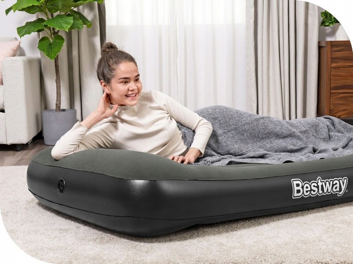 Materac Dmuchany Welurowy Jednoosobowy Łóżko 188x99x30 Bestway MODEL 2025