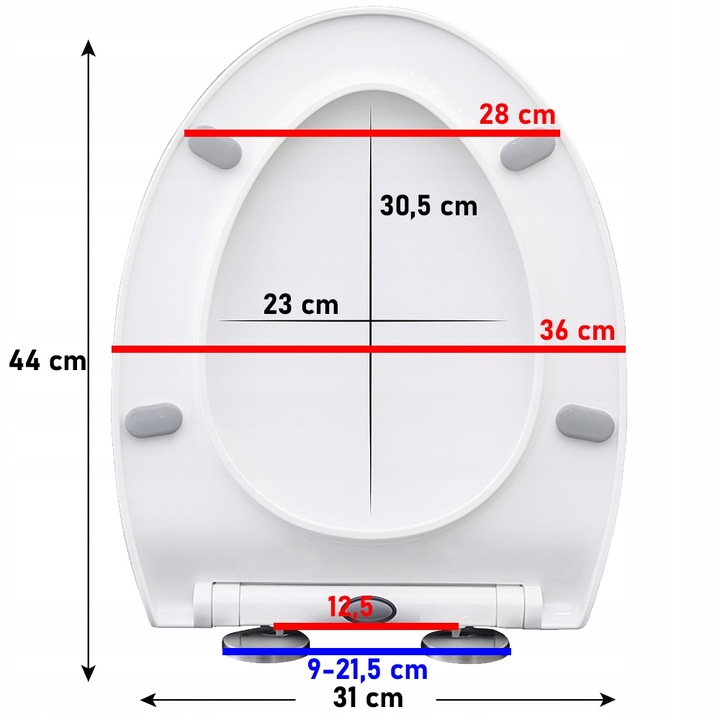 Deska sedesowa wolnoopadajaca uniwersalna do WC klozetowa twarda easy clean