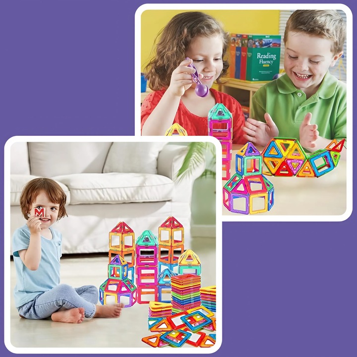 KLOCKI MAGNETYCZNE KONSTRUKCYJNE DUŻE PANELE 3D UKŁADANKA DLA DZIECI 134 el