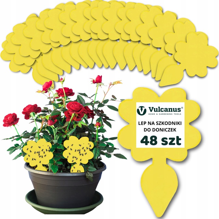 48x Żółty Lep Do Kwiatów Do Doniczek Ziemiórki Mszyce Muszki Owady Lepy