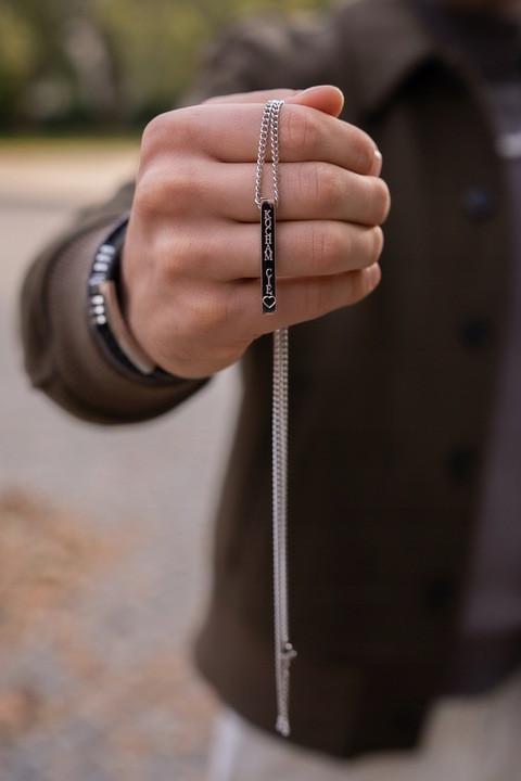 Srebrny naszyjnik Męski z Grawerem Łańcuszek Pancerka Stal GRAWER GRATIS