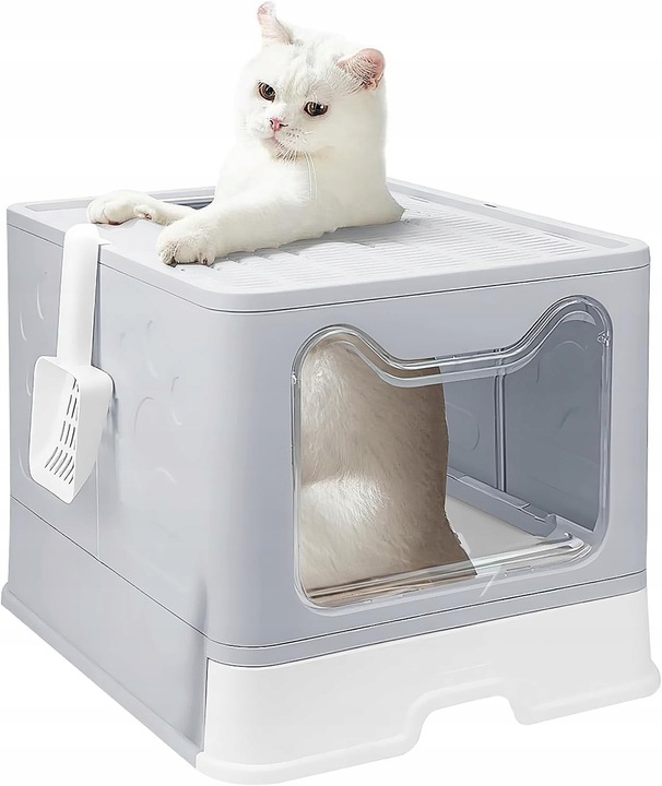 Duża Kuweta dla KOTA Zamknięta Kryta Zamykana z Szufladą z Łopatką XXL