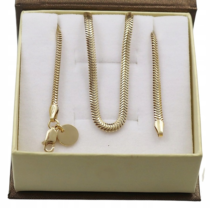 ZŁOTY PEŁNY ŁAŃCUSZEK DAMSKI ŻMIJKA Z ZAWIESZKĄ PR. 925 585 + GRAWER GRATIS