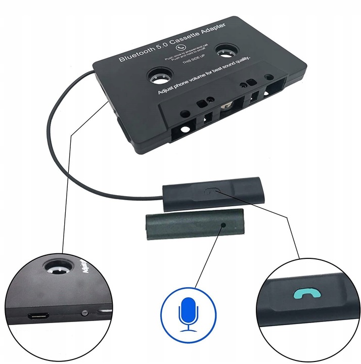 ADAPTER KASETY BLUETOOTH5.0 AUTA AUDIO ODBIORNIK