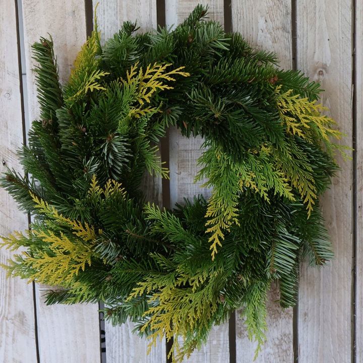 Wianek naturalny Stroik świąteczny MIX z jodły kaukaskiej i cyprysika