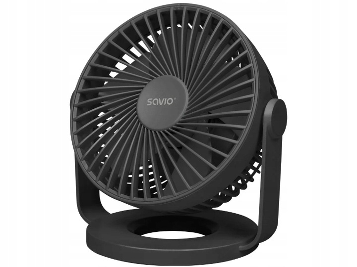 Wentylator biurkowy SAVIO z akumulatorem USB-C, czarny,