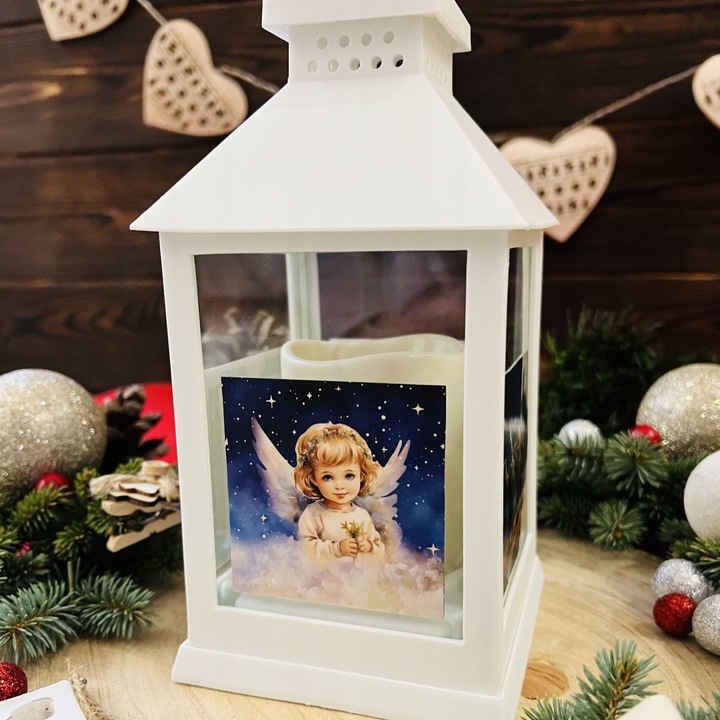 Lampion na Roraty świeca LED na baterie, biała Latarenka adwentowa ŚLICZNY