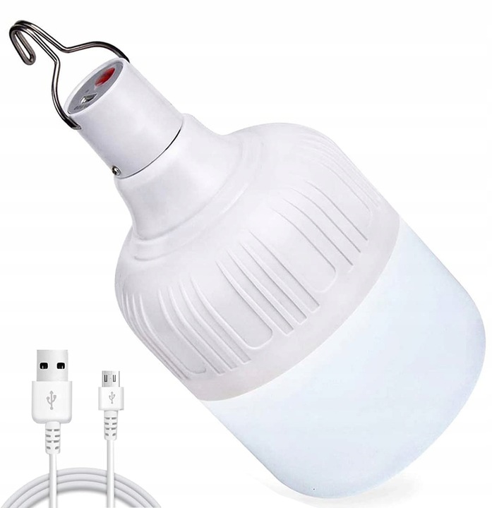 LAMPA KEMPINGOWA ŻARÓWKA LED LAMPKA DO NAMIOTU Z HACZYKIEM I AKUMULATOREM