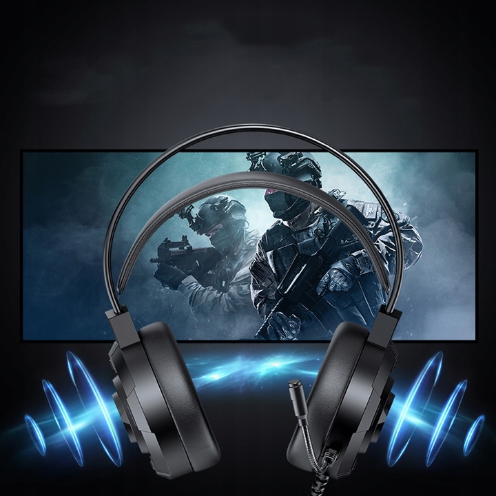 SŁUCHAWKI Z MIKROFONEM GAMINGOWE DO GRANIA DLA GRACZY NAUSZNE RGB USB 7.1