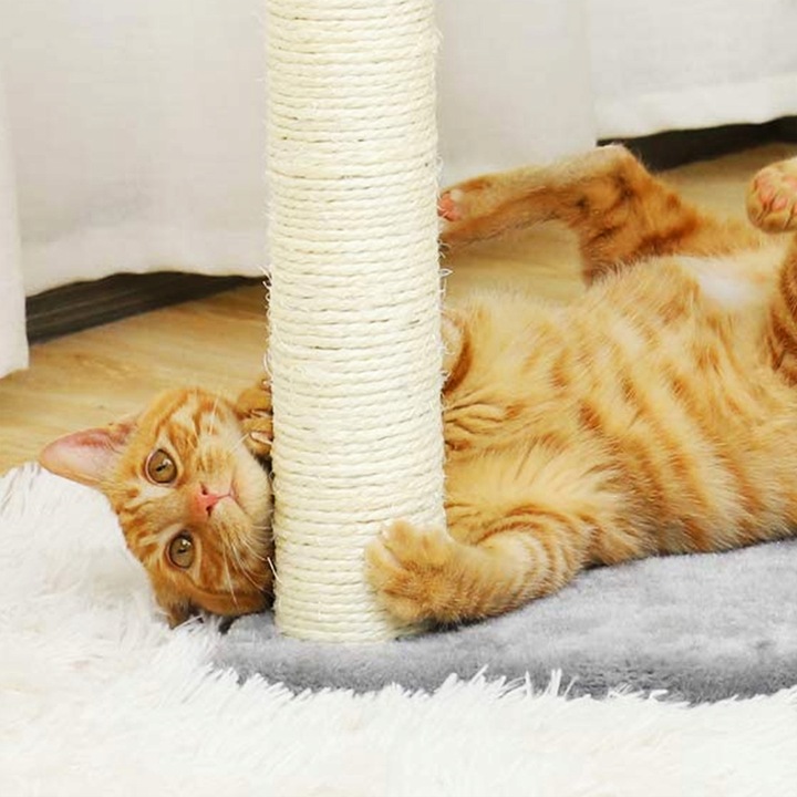 DRAPAK DLA KOTA NISKI Z ZABAWKAMI LEGOWISKIEM 2 POZIOMY SZNUREK JUTOWY 45cm