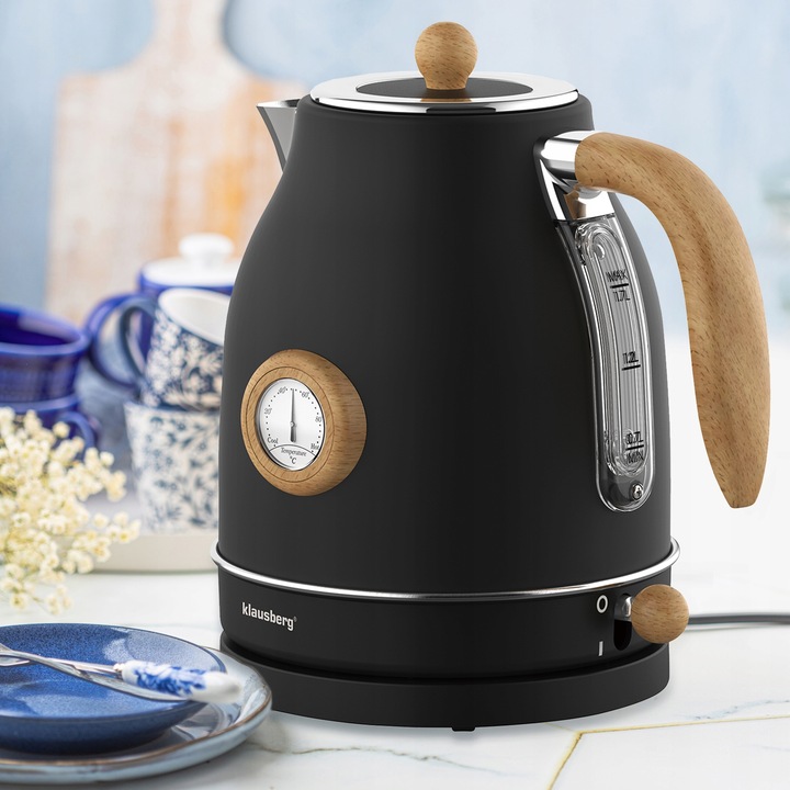 Czajnik elektryczny Klausberg KB-7907 1.7L z termometrem Czarny Retro 2200W