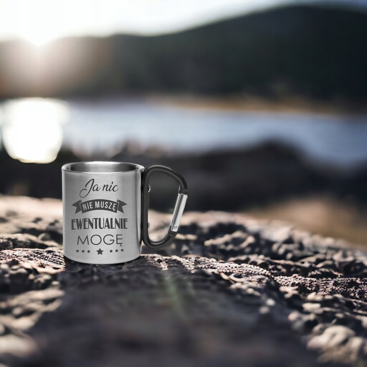 Kubek stalowy 210 ml z karabińczykiem swój grawer