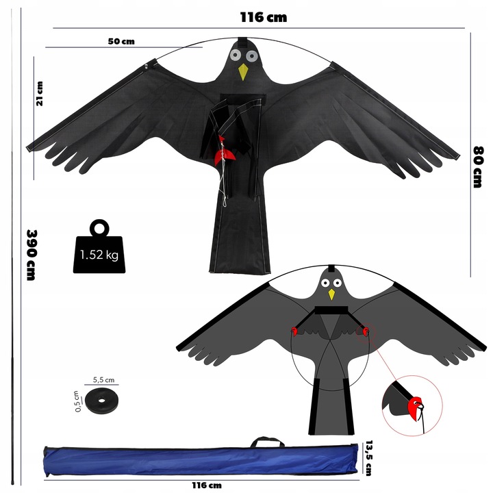 ODSTRASZACZ PTAKÓW GOŁĘBI LATAWIEC JASTRZĄB MASZT