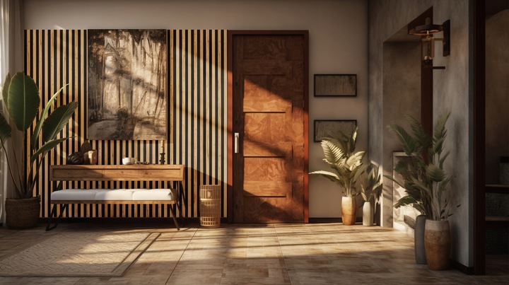 Lamele ścienne 54x260 cm, akustyczne na czarnym filcu - Dąb Wotan 279