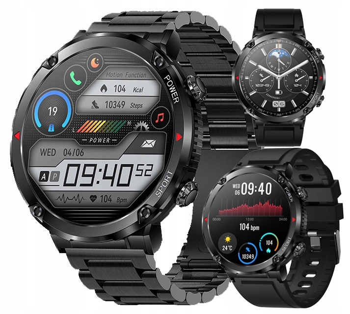 ZEGAREK MĘSKI SMARTWATCH SHD 400px CIŚNIENIOMIERZ PULSOMETR ROZMOWY PL MENU