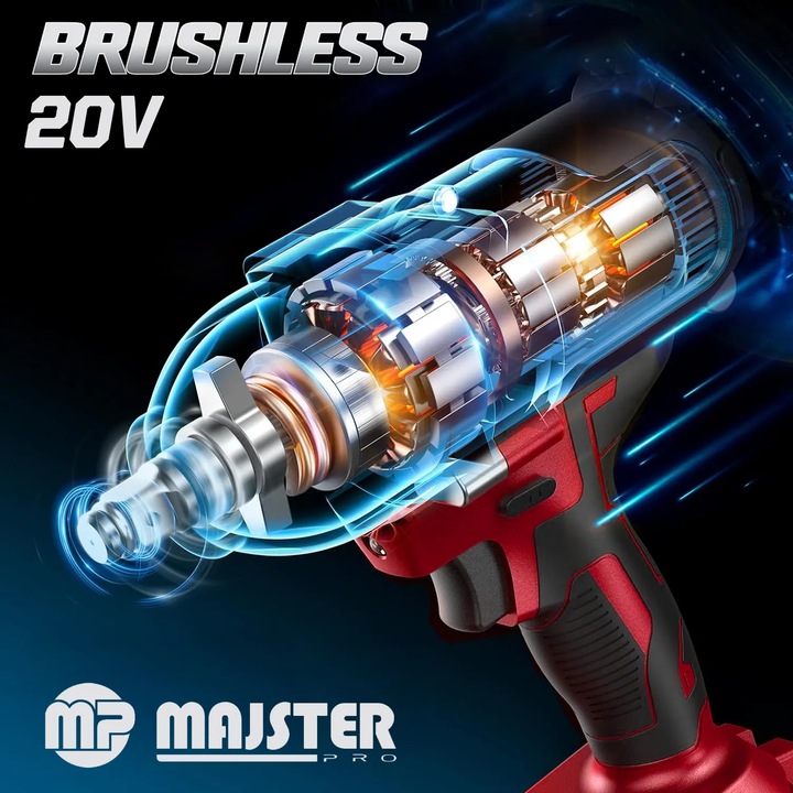 KLUCZ UDAROWY Akumulatorowy BEZSZCZOTKOWY do KÓŁ 20V 1/2' 2xAKU 4AH WALIZKA