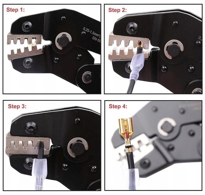 Narzędzie do zaciskania końcówek baryłkowych otwartych, zaciskarka ręczna,