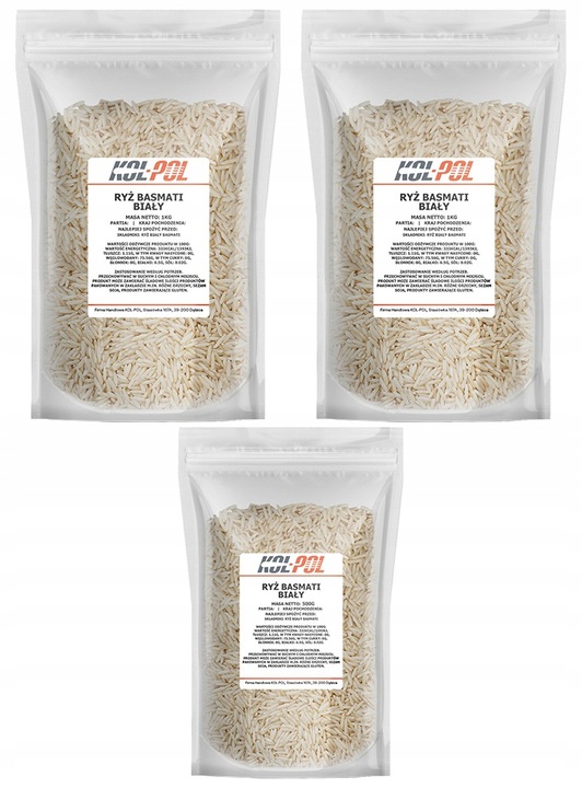 RYŻ BASMATI 2,5kg Naturalny biały długoziarnisty | KOL-POL