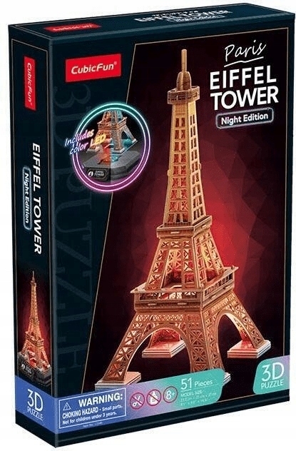 PUZZLE 3D LED - CUBIC FUN - 51 el. wersja nocna PARYŻ - WIEŻA EIFFLA