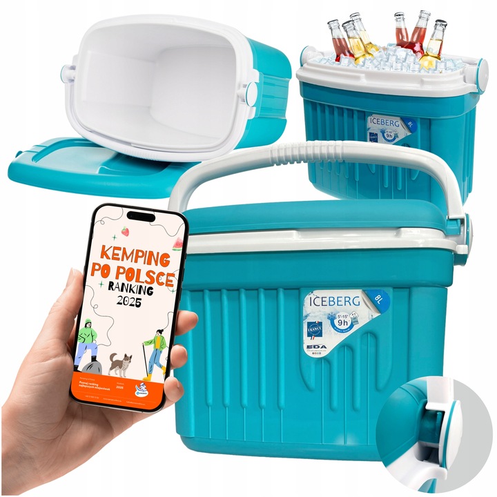 LODÓWKA TURYSTYCZNA 8L na WKŁADY MROŻĄCE do auta piknik WYCIECZKA kemping