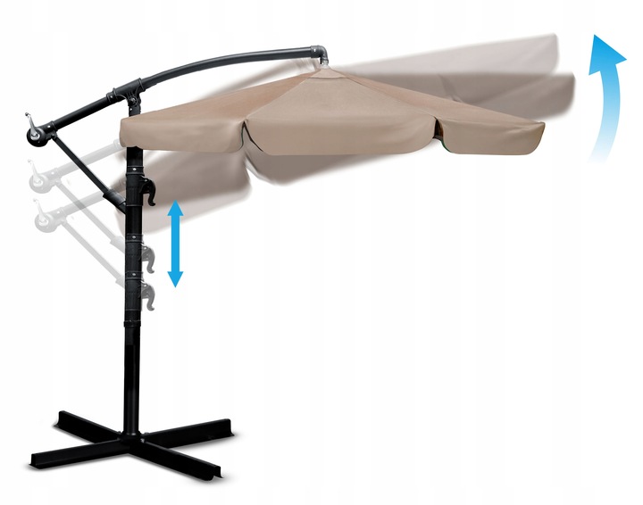 Parasol ogrodowy duży składany z wysięgnikiem pokrowiec 8 segmentów Ø 350cm