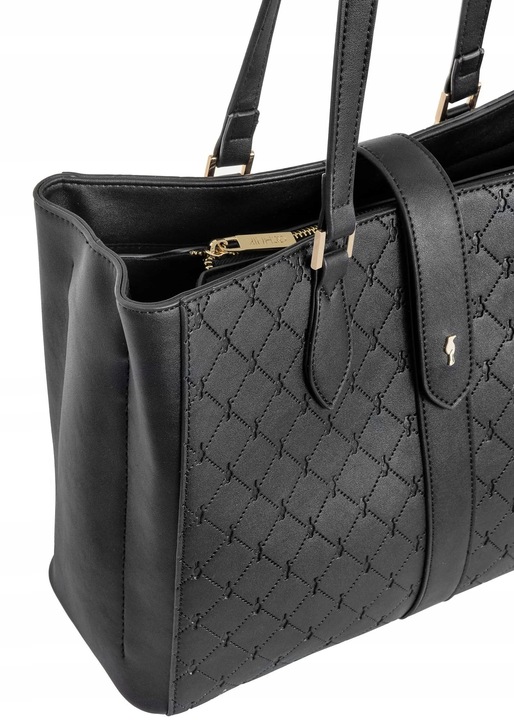 OCHNIK Czarna torebka damska z monogramem TOREC-0831A-98(Z25)