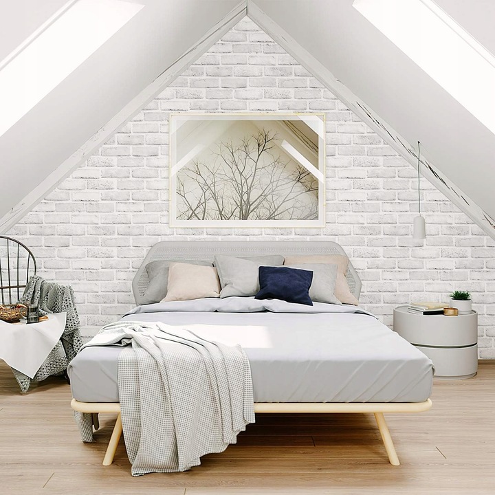 SAMOPRZYLEPNA TAPETA BIAŁA CEGŁA 3D OKLEINA 45cm x 10m