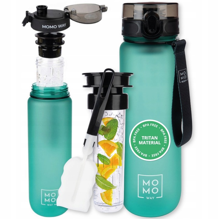 Duża BUTELKA na wodę 1l MOMO WAY BIDON z sitkiem bpa free tritan
