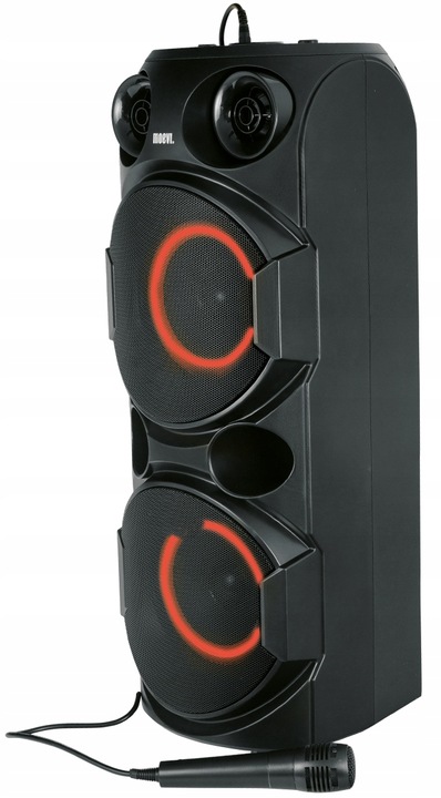Moevi Duży głośnik 70 W przenośny, kolumna karaoke z mikrofonem, 63 cm