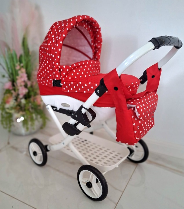 Solidny Wózek dla lalki, lalkowy głęboki Adbor LILY lc-12+ Torebka + Koszyk